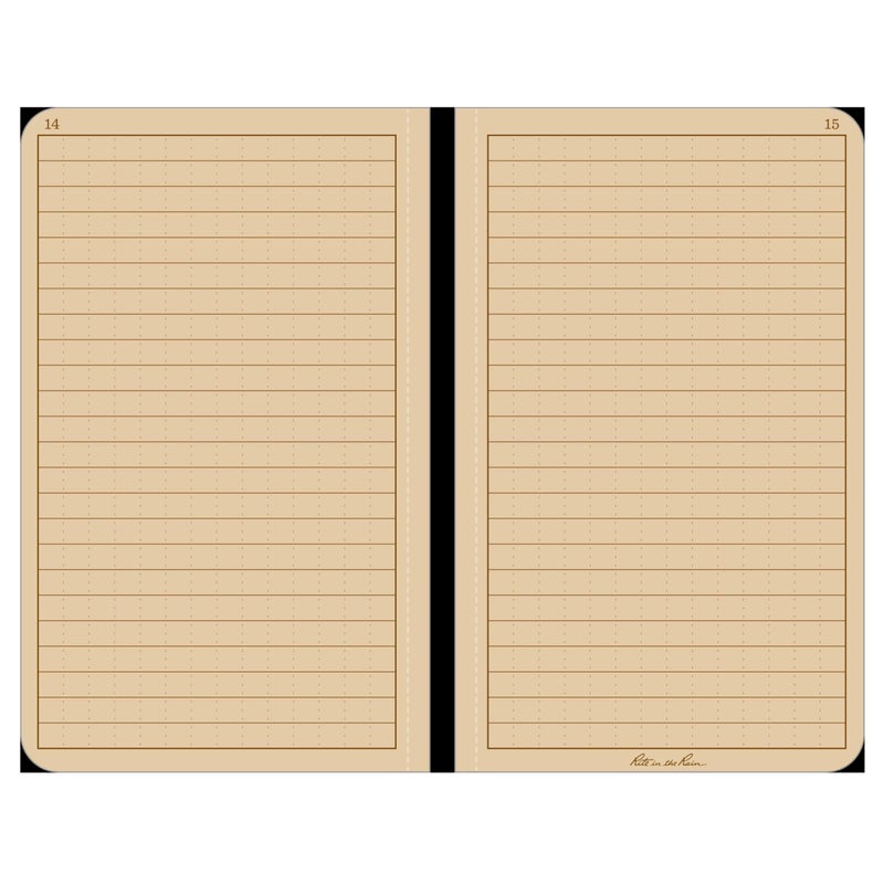 Rite in the Rain Weatherproof Hard Cover Notebook, 4.25" x 6.75", Tan Cover, Universal Pattern (No. 970TF-M) - Image 2